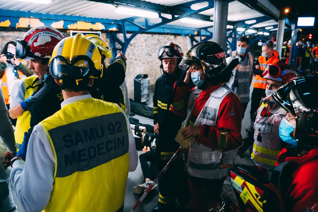 Emergency response team in a coordination briefing