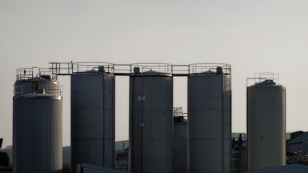 Industrial storage tanks at an operating plant