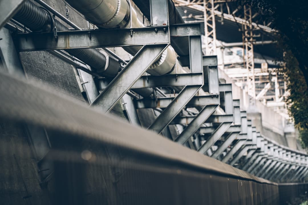 Oil pipeline infrastructure at a refinery
